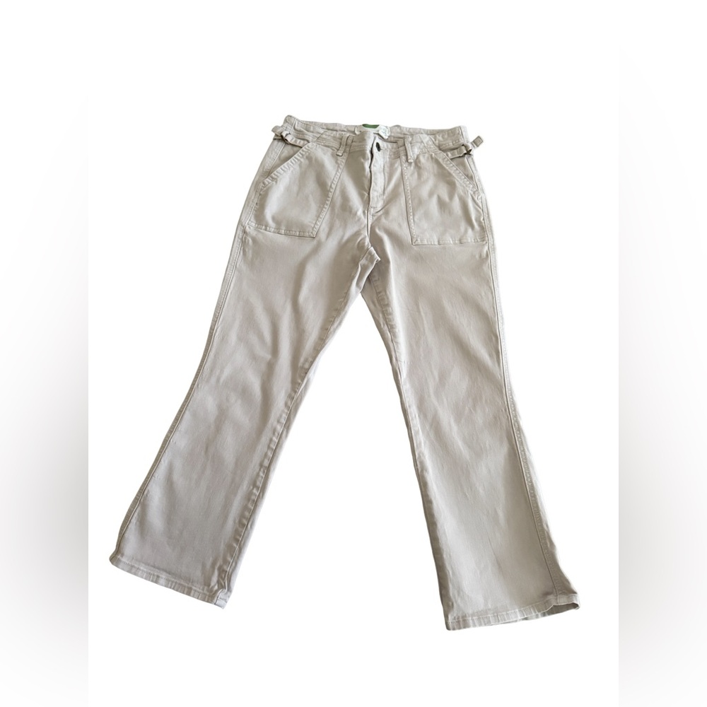ANTHROPOLOGIE Beige Chino Kick Flare Cropped  Utility Pants Size 30 32x25